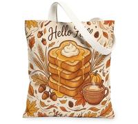 Pancakes - Bolsa de lona para mujer, diseño rústico de otoño, jarabe de arce, naranja, lavable, reutilizable, ideas para Shoppi, Naranja, 13x15 Inch