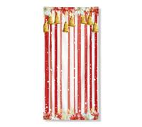 Pancarta de cubierta de puerta a rayas rojas y blancas, campanas y flores festivas para decoración de interiores y exteriores, suministros de telón de fondo de fiesta de Navidad, 36 x 72 pulgadas