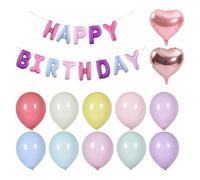 Pancarta de cumpleaños número 10, 2 globos de amor, 10 globos redondos, globos de feliz cumpleaños, decoración para fiestas de cumpleaños