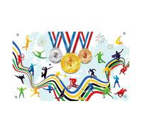 Pancarta de decoraciones deportivas, pancarta de letrero deportivo grande para patio Go for Gold