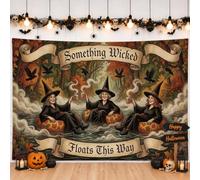 Pancarta de fondo de brujas con cita otoñal de brujas de Halloween, 180 x | Pancartas de desplazamiento vintage, telón de fondo de fotografía, entorno de bosque otoñal, ilustración de bruja fantástica