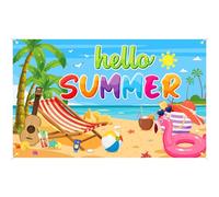 Pancarta de Hola Verano, Fondo de Fiesta en la Playa de la Piscina Pancarta de Fondo de Hola Verano Accesorios de fotografía para Decoraciones de Fiestas Tropicales de Verano Junto al Mar