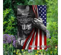 Pancarta De Jardín Fe sobre el miedo Cristianismo Bandera patriótica | estadounidense Pancarta Pequeña Balcón 12x18in Colores Bandera Pequeña Lavable Bandera De Jardín Al Aire Libre