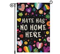 Pancarta De Jardín Mes del Orgullo contra el Odio con la Flores Arcoíris | Pancarta Pequeña Al Aire Libre 12x18in Colores Bandera Pequeña Ligero Bandera Balcón Carnaval