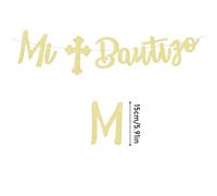 Pancarta de mi bautizo, Primera Comunión española, 1er religioso, Suministros de decoración para de baby shower de bautizo, dorado