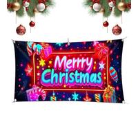 Pancarta De Navidad Para Cubierta De La Puerta Del Garaje,Decoración De Fondo Con LED | Estandarte Garaje Iluminado Exterior Navidad,Para Vacaciones Interiores Casa Invierno Granja Porche Año Nuevo