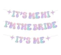 Pancarta de novia para despedida de soltera, IT'S ME HI, I'M THE BRIDE, IT'S ME", cambio gradual de color, pancarta de despedida de soltera de cartón brillante ajustable para decoración de despedida