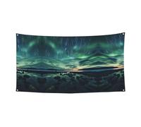 Pancarta decorativa de 70 x 35 pulgadas, bandera colgante de mar bajo la aurora boreal, bandera colgante para interiores y exteriores, fiesta de Navidad, fiesta de cumpleaños, pancarta