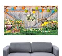 Pancarta Extra Grande De Feliz Pascua - Cartel De Jardín De Poliéster Y Fondo Fotográfico | Decoración Navideña Vibrante con Pascua Y Conejito | Fondo De Al Aire Libre Resistent
