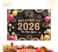 Pancarta Feliz Año - 208 x 150 cm Suministros para la víspera de Año Nuevo 2026 - Fondos de Feliz Año Nuevo Decoración del hogar - Ideal para casa, garaje, jardín, porche, oficina, escuela, hotel