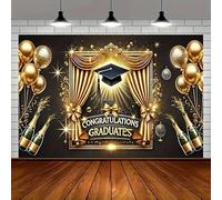 Pancarta grande de telón de fondo de graduación de 8 x 6 pies, fondo de cabina de fotos de fiesta para celebraciones de graduación, decoración colgante (240 x 180 cm)