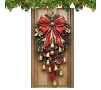 Pancarta para Puerta de Vacaciones - Cubierta de Navidad con Fondo Grande de Tela, diseño Decorativo de Campana, Letrero de vívido, decoración de Puerta para el hogar, al Aire