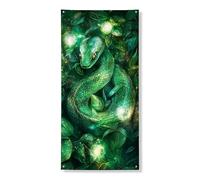 Pancartas decorativas para puerta de serpiente verde esmeralda, decoración de puerta delantera, temática de selva encantada, para interiores y exteriores, telón de fondo colgante de vida silvestre de