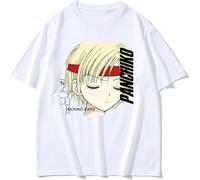 Panchiko Kicking Cars T Shirt Unisex Anime Hip Hop Topy Mens Fashion Oversized Harajuku Cotton T Shirt White M