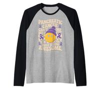 Pancreatic Cancer Can't Beat Me I'm Too Busy Being Awesome Camiseta Manga Raglan