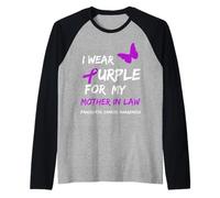 Pancreatic Cancer I Wear Purple for my Mother in Law Ribbon Camiseta Manga Raglan