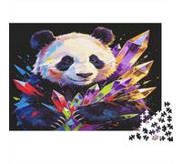 Panda Abstracto Arte Puzzle de 1000 Piezas Cartón para Adultos Ilustración Cristal Colorido Juego de Puzzle 1000 Piezas Relajante Hogar 52x38cm/1000pcs