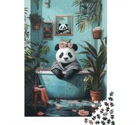 Panda Adorable baño decoración Puzzle de 1000 Piezas Papel Puzzle para Adultos Relajación Concentración Juego Familia Regalo Hogar 38x26cm/1000pcs