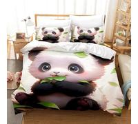 Panda Adorable Juego de Ropa de Cama Hojas Funda Nordica Reversible con Funda Edredon 240x220 cm Microfibra y 2 x Fundas de Almohada 50x75 cm