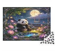 Panda Adorable Puzzle de 1000 Piezas para Adultos Juego de Puzzle 1000 Piezas Papel Jardín Nocturno Estanque Relajante Familia Decoración Regalo 38x26cm/1000pcs