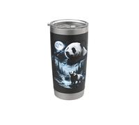 Panda aullando a la Luna 90's Retro Vaso térmico de acero inoxidable de doble pared