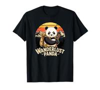 Panda Backpacker Retro Mountain Landscape Camiseta