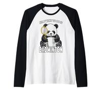 Panda Badminton Todo lo Que Quiero Hacer es un Divertido y Lindo Jugador de Osos Camiseta Manga Raglan