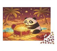 Panda bajo Cielo Estrellado Tropical Puzzle de 1000 Piezas Papel para Adultos Escena de búsqueda de Tesoro Relajación Puzzle para Toda la Familia Decoración Regalo 70x50cm/1000pcs
