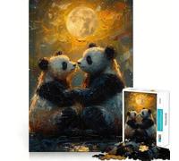 Panda bajo la Luna Rompecabezas de 1000 Piezas de Vincent Van Gogh para Adolescentes Juguete Inteligente y Divertido Arte Coleccionable de Corte nítido (38x26cm)