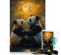 Panda bajo la Luna Rompecabezas de Vincent Van Gogh de 1000 Piezas para Adolescentes Mejora la Memoria Sin estrés Decoración de Pared con Bordes Ajustados (50x75cm)