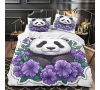Panda bajo un cielo arremolinado Funda de Edredón incluye Fundas de Almohada Juego de 3 Piezas Impresión 3D Cierre de Cremallera Oculta Noche estrellada Funda Edredon for niña Double（200x200cm）
