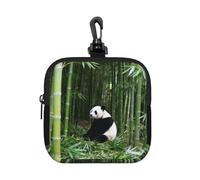 Panda Bamboo Forest - Bolsa pequeña impermeable con cremallera, bolsa de almacenamiento de neopreno para auriculares, funda con clip para llavero
