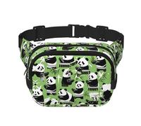 Panda Bamboo Print - Riñonera cuadrada de doble capa con estampado de bambú, unisex, para viajes y entrenamiento, Negro -, Talla única