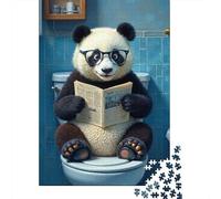 Panda Baño Puzzle de 1000 Piezas Papel para Adultos Leer Libro Puzzle para Toda la Familia Relajación Hogar 38x26cm/1000pcs