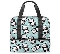Panda Bear - Bolsa de lona deportiva para mujeres, hombres y niños, Kirls Cute Pand fin de semana, bolsas de noche separadas para mojado, bolsa de mano de 21 L para viajes, gimnasio, yoga, color, 21L,
