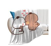 Panda Bear Bubu and Dudu - Manta de forro polar ultrasuave y acogedora manta de franela para sofá, cama, silla, sala de estar, manta fresca para aire acondicionado, 40 x 50 pulgadas