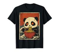 Panda Bear Eating Ramen with Great Wave Japanese Noodle Meme Camiseta