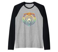 Panda Bear Face Head Colorful Mandala Art Wildlife Animal Camiseta Manga Raglan