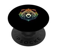 Panda Bear Face Head Colorful Mandala Art Wildlife Animal PopSockets PopGrip Adhesivo