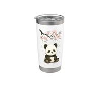 Panda Bear | Flores de cerezo japonesas y lindo panda Vaso térmico de acero inoxidable de doble pared