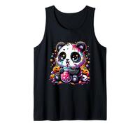Panda Bear Zombie Halloween Drinking Bubble Strawberry Milk Camiseta sin Mangas