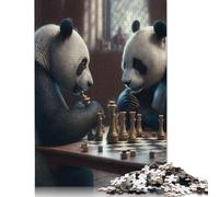 Panda Bears Playing Chess Puzzle Imposible,desafío for Adults Juego Educativo 1000 Piezas Obra De Arte De Juego De para Adultos, Regalos A Partir De 14 Años 1000pcs (38x26cm)