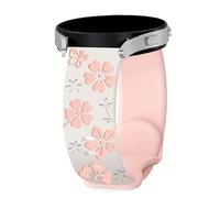 Panda Bobo Correa grabada de girasoles compatible con Reflex Active Series 4/5/6/7/9/10/12/13/14/15/16/23/26, correa de repuesto de silicona suave para mujeres y niñas, One Size, Silicona Acero