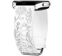 Panda Bobo Correa grabada de girasoles compatible con Reflex Active Series 4/5/6/7/9/10/12/13/14/15/16/23/26, correa de repuesto de silicona suave para mujeres y niñas, One Size, Silicona Acero