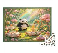 Panda Bonito Puzzle para Adultos Puzzle de 1000 Piezas Bosque Fantástico Juego de Puzzle 1000 Piezas Papel Relajación Enfoque Familia Regalo Decoración 38x26cm/1000pcs