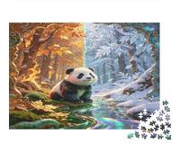 Panda Bosque Cambio de Estación Puzzle de 1000 Piezas Papel Puzzle para Adultos Paisaje Natural Puzzle para Toda la Familia Relajación Hogar Regalo 52x38cm/1000pcs