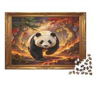 Panda Bosque Escena Otoñal Puzzle de 1000 Piezas Puzzle para Adultos Juego de Papel Relajación Enfoque Familia Decoración Regalo 52x38cm/1000pcs