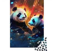 Panda Bosque Nocturno Puzzle de 1000 Piezas Papel para Adultos Relajación Decoración Hogar Juego Familia Regalo 70x50cm/1000pcs