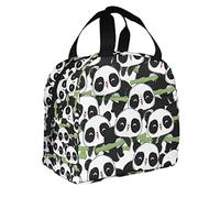 Panda Boys Lunch Box Cute Pattern Simple Animal Seamless Pattern Bear Bamboo Doodle Design Adult Lunch Box para niños, niñas, mujeres y hombres
