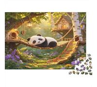 Panda Casa del Árbol Puzzle de 1000 Piezas Papel para Adultos Bosque Encantado Puzzle para Toda la Familia Decoración Relajación Regalo 38x26cm/1000pcs